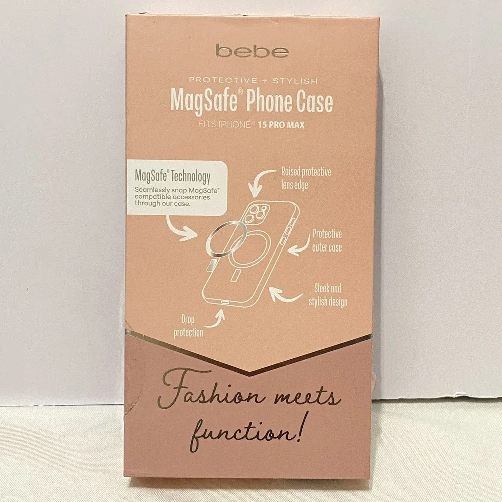 BEBE Pink Butterfly Design iPhone 15 Pro Max‎ MagSafe Phone Case NWT